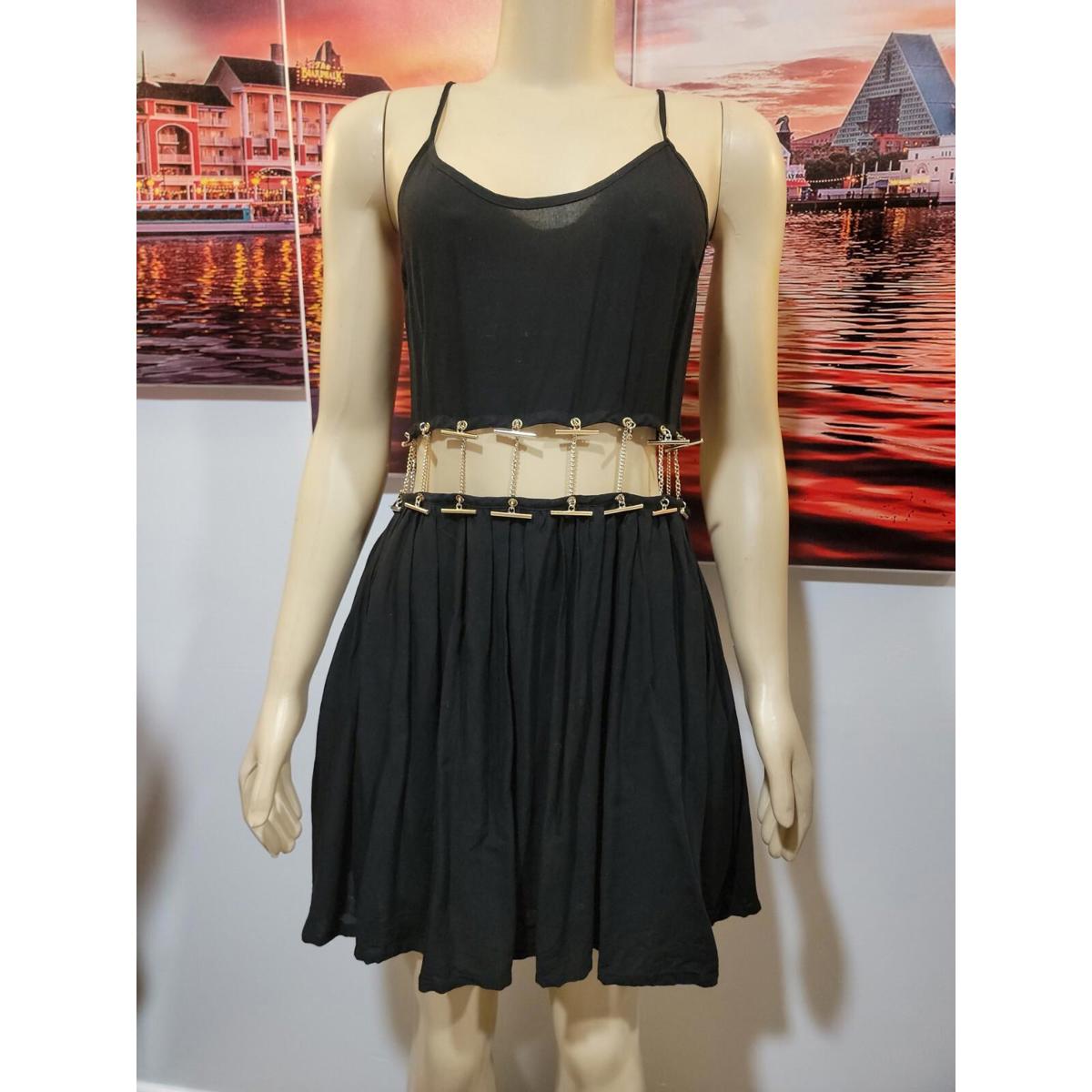 Rehab Gold Chain Black Dress,Size S #X